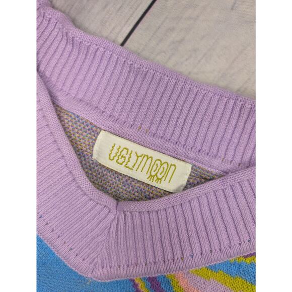 Ugly Moon Smiley Purple sweater vest Size M - Picture 4 of 6